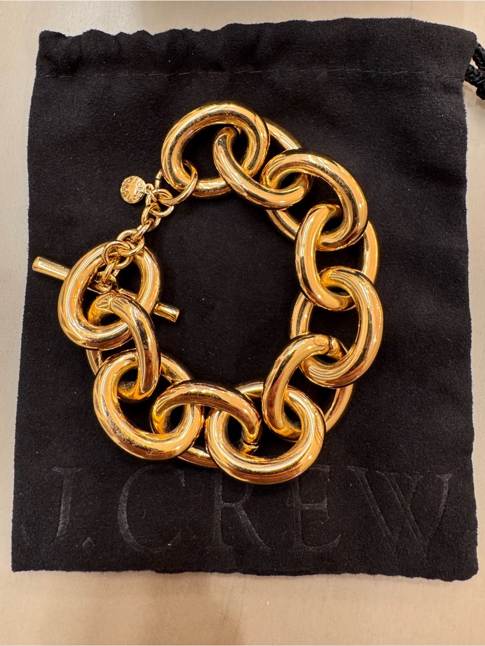 J. Crew Polished Gold Oversized Link Bracelet